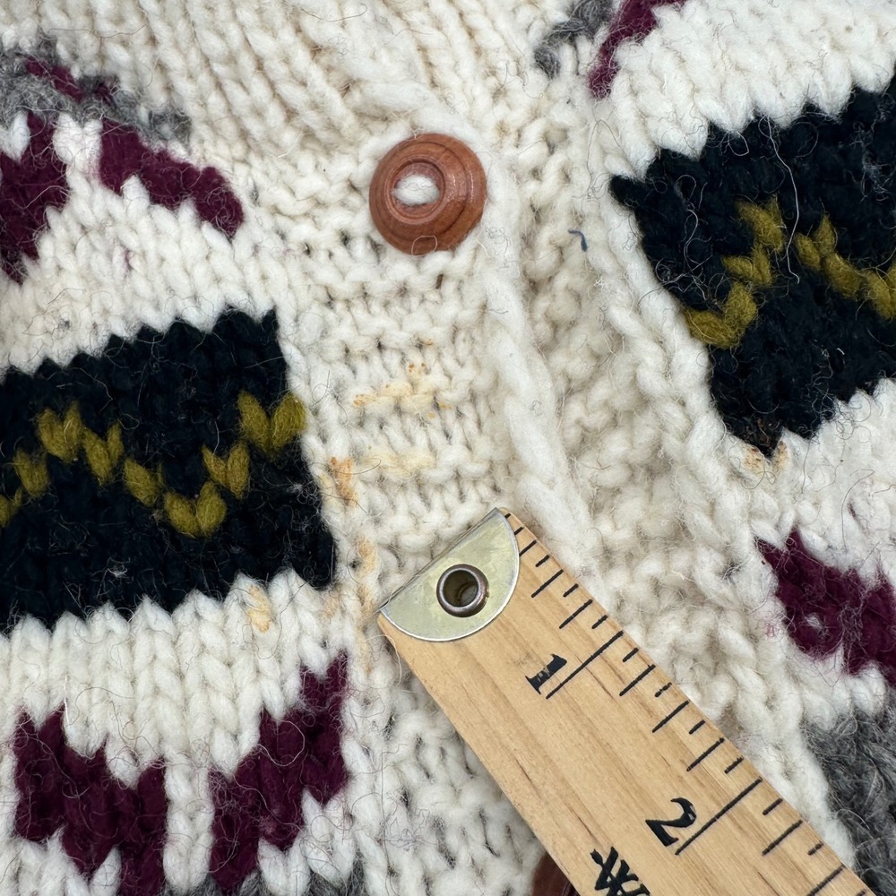 Indian Weavings Vintage 100% Wool Cardigan Sweater Southwestern Mens Large READ - Picture 2 of 8